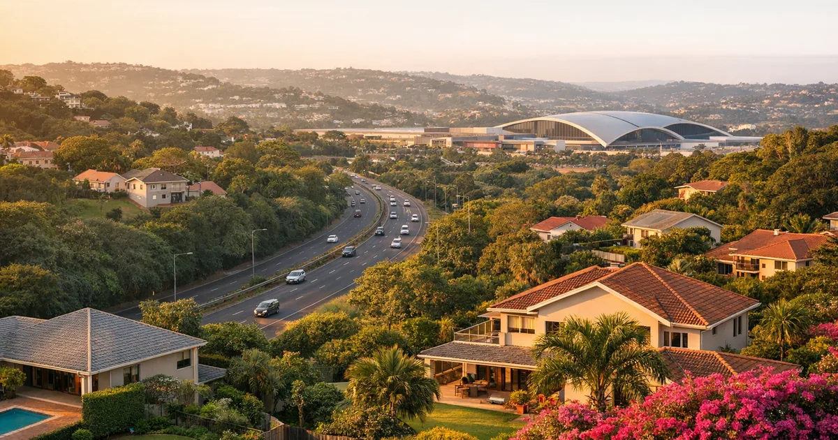 Westville suburb with the Pavilion Shopping Centre and M13 corridor stretching toward Pinetown