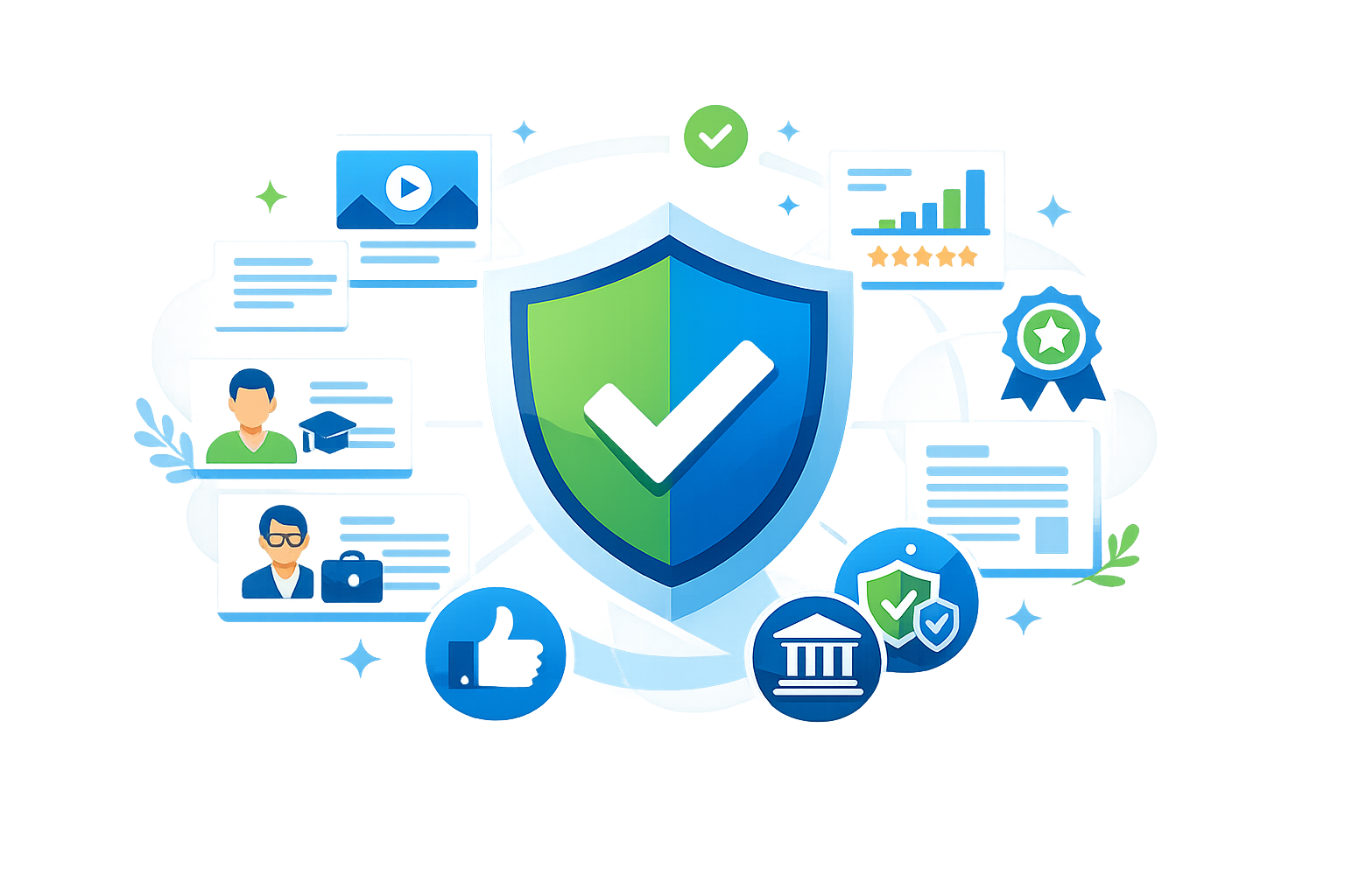 E-E-A-T trust signals framework showing experience, expertise, authoritativeness and trustworthiness pillars
